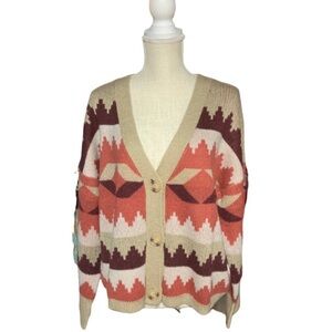 New!  C & C California Aztec print cardigan.  Size‎ L.